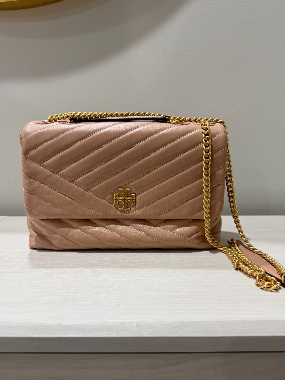 Tory Burch Kira Chevron Convertible Bag Pink Moon -  Like New!!